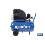 Compresor de aire de pistón coaxial | Motor de 2 HP | Compresor monofásico 230 V | Presión máxima: 8 bares | Depósito de 24 lit