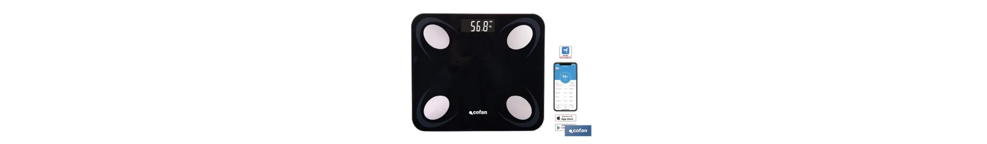 Báscula de baño digital inteligente | Análisis corporal completo | Báscula con Bluetooth y aplicación móvil | Carga USB
