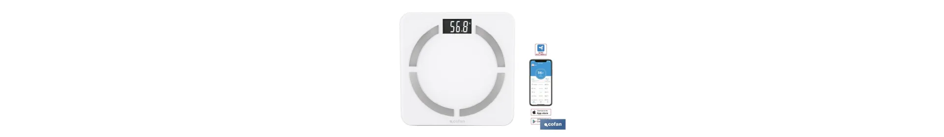 Báscula de baño digital inteligente | Análisis corporal completo | Báscula con Bluetooth y aplicación móvil | Pilas incluidas