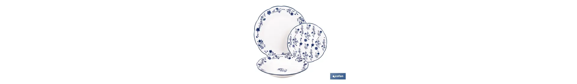 Vajilla de porcelana con flores azules | Set de 18 piezas | Adecuado para 6 personas | Apta para lavavajillas, microondas y hor