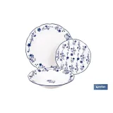 Vajilla de porcelana con flores azules | Set de 18 piezas | Adecuado para 6 personas | Apta para lavavajillas, microondas y hor