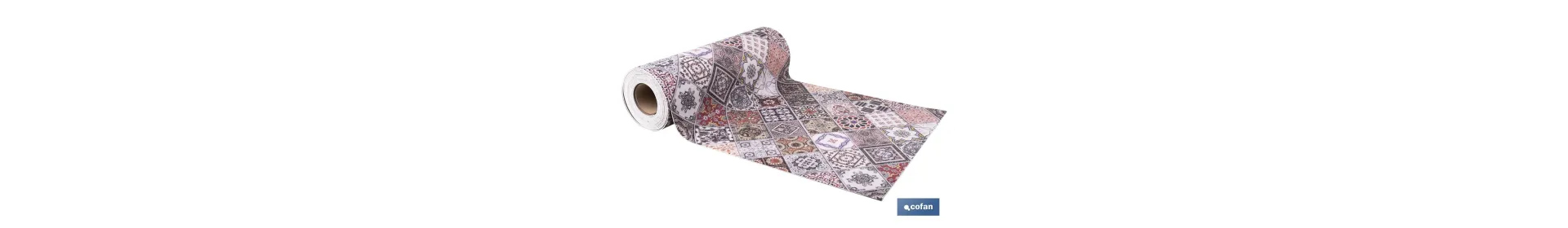 Rollo de alfombra vinílica para interior | Diseño con azulejos geométricos | Impermeable y de fácil limpieza
