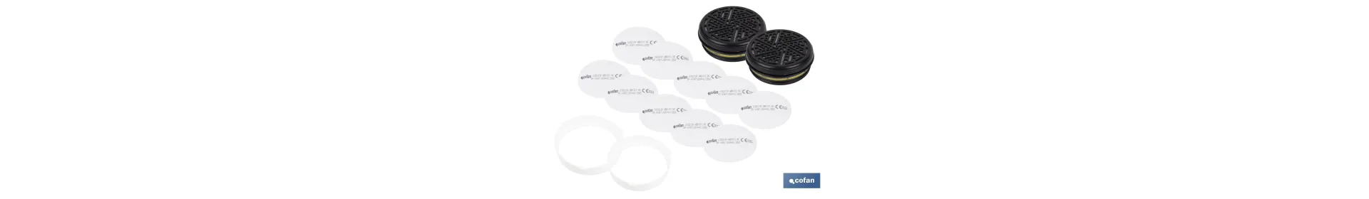 Set de filtro combinado: 2 filtros A1B1E1K1 + 10 Prefiltros P2 NR | Protección respiratoria de alta eficacia