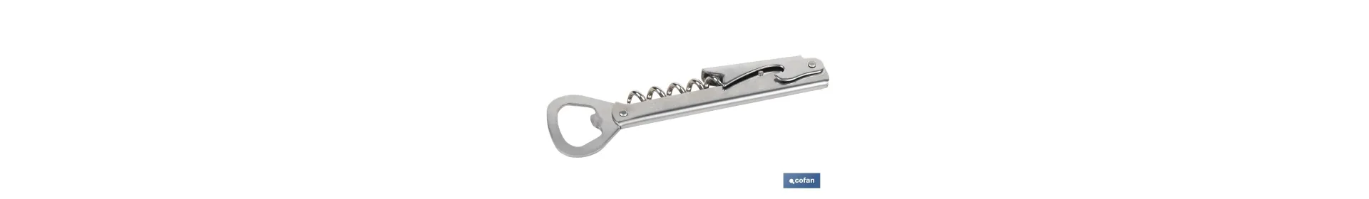 Sacacorchos con abridor | Material: Acero inoxidable | Adecuado para uso profesional | Diseño compacto y duradero | Longitud: 1