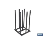 Expositor vertical para 7 rollos de hules | Estructura metálica resistente | Color: negro | Organización eficiente