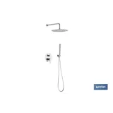 Conjunto de ducha empotrada con diseño redondo y acabado cromado | Ducha monomando 2 vías | Instalación en la pared | Rociador 