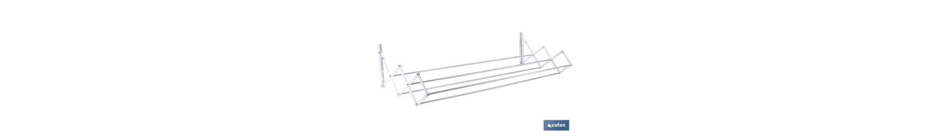 Tendedero de pared extensible en aluminio pulido | Medida: 100 cm | 5 Varillas con 5 metros de área de tendido | Ideal para Int