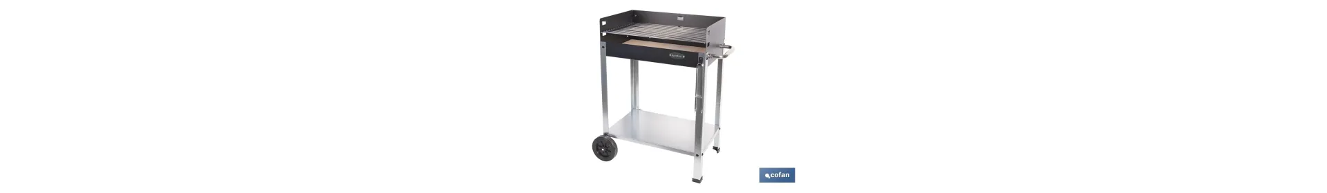 Barbacoa de carbón con ruedas | Parrilla regulable | Ladrillo refractario | Fácil de transportar y estable | Medidas: 56,7 x 36