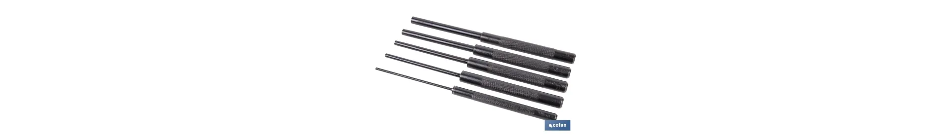 Set de 5 botadores cilíndricos | Diámetros: 3 - 10 mm | Fabricados en acero cromo vanadio templado | Uso Profesional e Industri