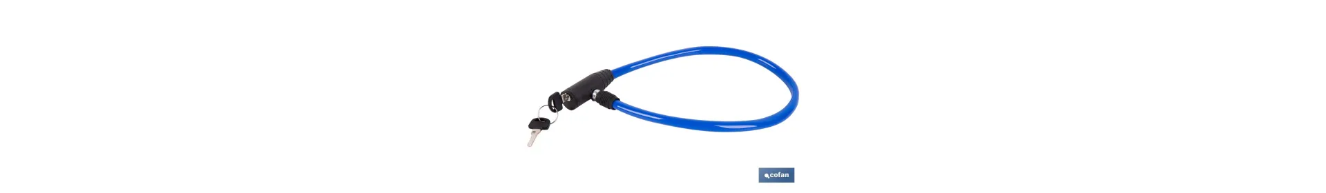 Candado antirrobo para bicicletas | Cable de acero de Ø5 mm | Longitud: 50 cm | Incluye 2 llaves | Revestimiento de PVC azul