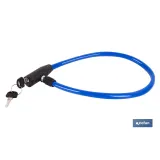Candado antirrobo para bicicletas | Cable de acero de Ø5 mm | Longitud: 50 cm | Incluye 2 llaves | Revestimiento de PVC azul