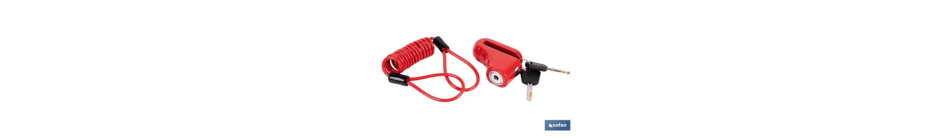 Candado de freno de disco | Cable rojo de 1 metro | Ideal para bicicleta, moto o patinete | Incluye 2 llaves tubulares | Cuerpo