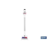 Aspiradora sin cable con base de carga | Potencia de succión: 180 AW | Potencia ciclónica: 32 kPa | 4 velocidades | Filtro HEPA