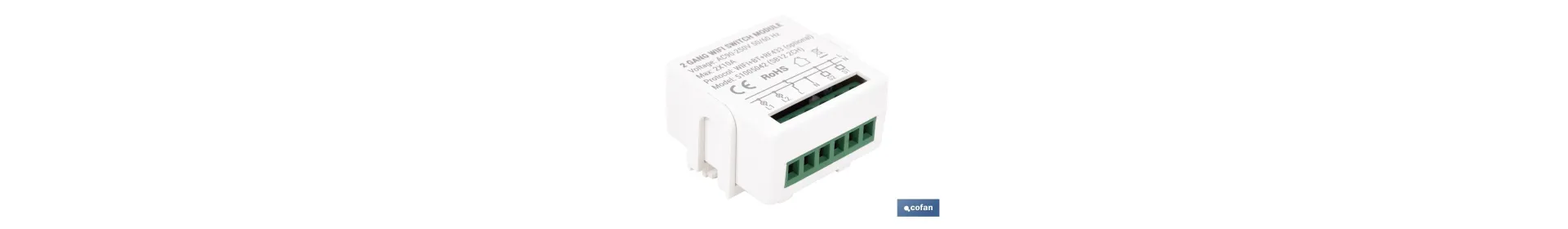 Relé inteligente de 2 interruptores WiFi | Aplicación: Smart Life o Tuya | Conectividad WiFi + Bluetooth | Para luces de hasta 