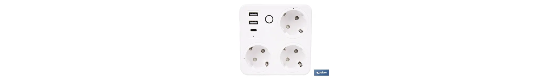 Regleta inteligente WiFi con 3 tomas + 2 puertos USB + 1 puerto USB-C | Conectividad WiFi y Bluetooth | Aplicación: Smart Life 