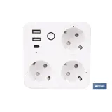 Regleta inteligente WiFi con 3 tomas + 2 puertos USB + 1 puerto USB-C | Conectividad WiFi y Bluetooth | Aplicación: Smart Life 