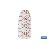 Funda para tabla de planchar acolchada | Material: algodón y muletón | Medidas 140 x 60 cm | Estampado de círculos de colores