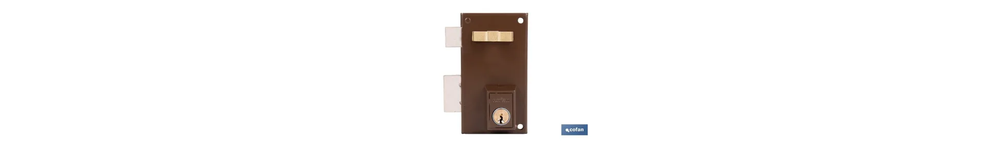 Cerradura de sobreponer de izquierda | Adaptable al modelo 56A | Cilindro de Ø25 mm | Incluye 3 llaves | Disponible en dos medi