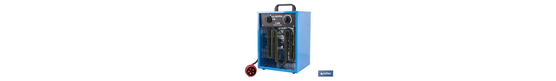 Calefactor eléctrico con enchufe industrial | Potencia: 5000 W | Función ventilador | Enchufe tipo trifásico (5 pines) | Protec
