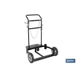 Carro portabidones de acero con ruedas antipinchazo | Cadena de seguridad | Alta resistencia y maniobrabilidad | Adecuado para 