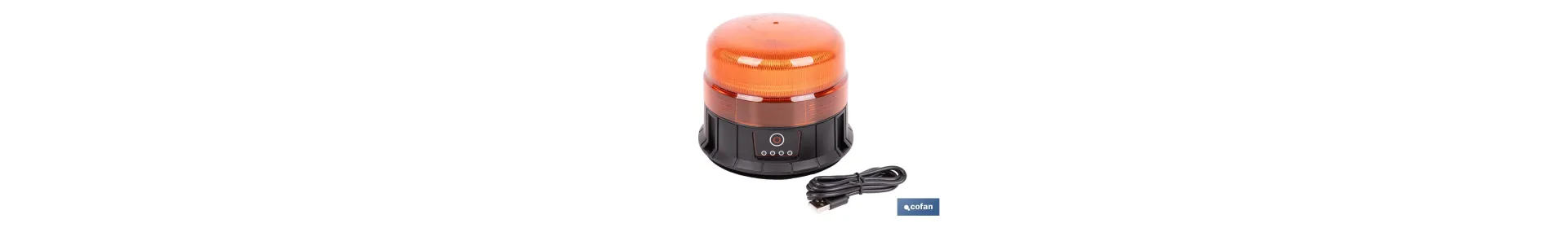 Luz emergencia rotativa 360° | Recargable USB-C | Base magnética | Certificada ECE R65 | Para vehículos industriales y agrícola