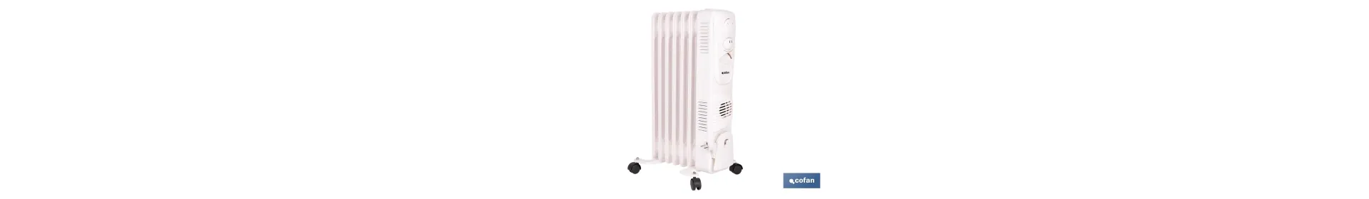 Radiador de aceite con termostato y ventilador | 1500 W + 400 W | 7 elementos | 3 niveles de potencia | Color blanco