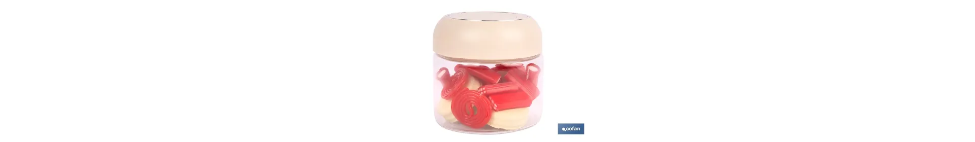 Bote de cocina de vidrio borosilicato | Tapa beige | Cierre a presión | Capacidad: 400 ml | Almacenaje de alimentos | Medidas: 