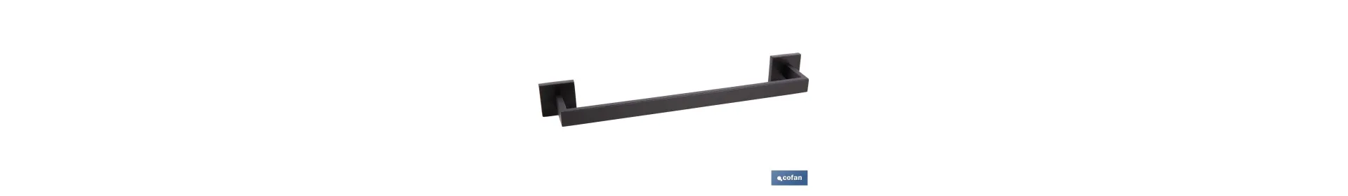 Toallero de baño negro mate | Material: acero inoxidable | Diseño cuadrado | Kit de fijación incluido | Medidas: 45 x 8 x 5,5 c