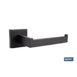 Portarrollos negro mate | Material: acero inoxidable | Diseño cuadrado | Kit de fijación incluido | Medidas: 16 x 8 x 5,5 cm