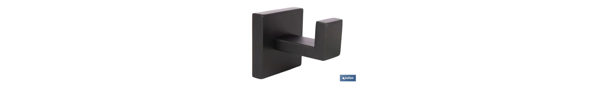 Percha negra mate | Material: acero inoxidable | Diseño cuadrado | Kit de fijación incluido | Medidas: 5,5 x 6 x 5,5 cm