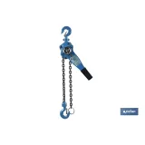 Polipasto manual de palanca | Altura de elevación: 1,5 m | Color: azul | Palanca ergonómica | Gancho resistente | Disponible en
