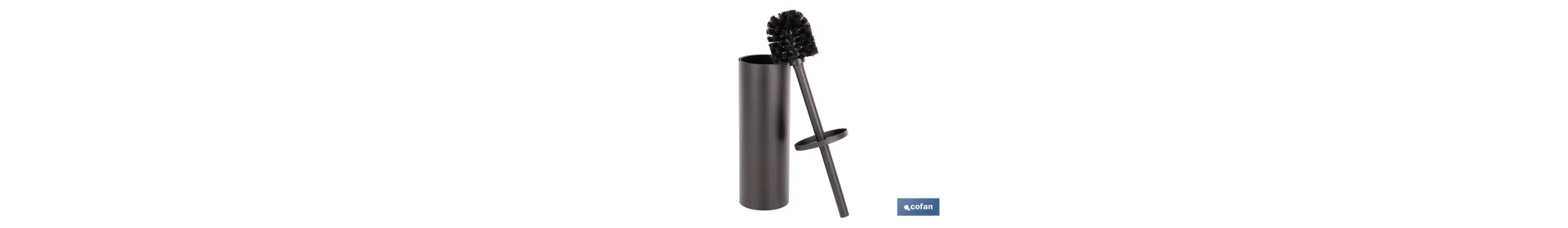 Escobillero de baño negro mate | Material: acero inoxidable | Diseño redondo | Medidas: 9,1 x 9,1 x 39 cm