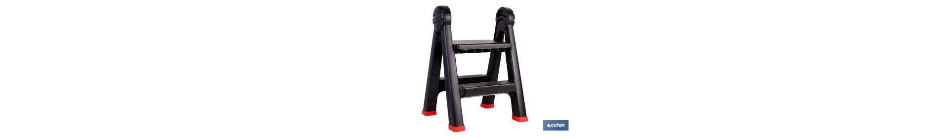 Escalera plegable de 2 peldaños | Superficie antideslizante | Compacta y segura | Carga de hasta 150 kg | Material: PP