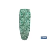 Funda acolchada para tabla de planchar con estampado de ramas verdes | Tamaño universal | Material: 100 % algodón | Refleja el 