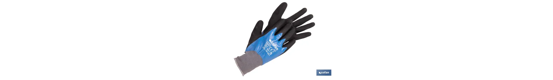 Guantes impregnados de nitrilo sandy de doble capa | Color: azul | Máximo agarre en seco, húmedo y aceitoso | EN 388-2131X | Di
