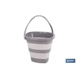 Cubo plegable con asa con 11 litros de capacidad | Color: Gris y blanco | Ahorro de espacio, fácil almacenamiento y transporte