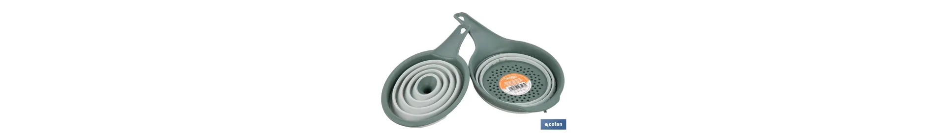 Pack de embudo y colador plegables con mango y capacidad para 0,6 litros | Color: verde | Ahorro de espacio y fácil almacenamie