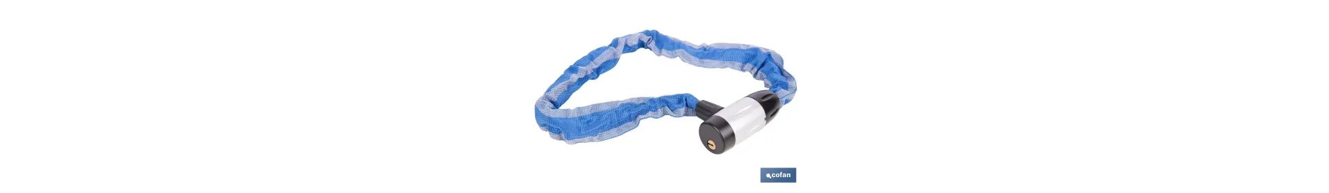 Candado de cadena de acero cementado | Cadena de Ø6 mm y longitud de 90 cm | Funda de nylon azul | Incluye 2 llaves de segurida