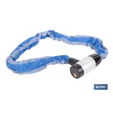 Candado de cadena de acero cementado | Cadena de Ø6 mm y longitud de 90 cm | Funda de nylon azul | Incluye 2 llaves de segurida