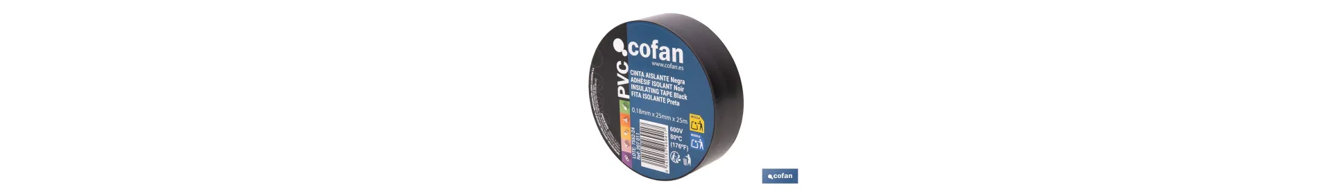 Cinta aislante negra de PVC 180 micras de alta resistencia eléctrica y térmica | Ideal para cables, automoción y bricolaje