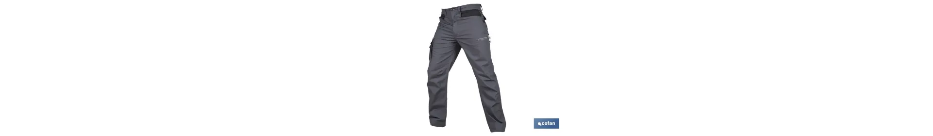 Pantalón de trabajo modelo Loki en gris | Elástico, ligero con múltiples bolsillos | Materiales: 65 % poliéster, 32 % algodón |