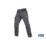 Pantalón de trabajo modelo Loki en gris | Elástico, ligero con múltiples bolsillos | Materiales: 65 % poliéster, 32 % algodón |