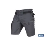 Bermudas de trabajo modelo Frigg en gris y negro | Elásticas, ligeras con múltiples bolsillos y protección lumbar| Materiales: 