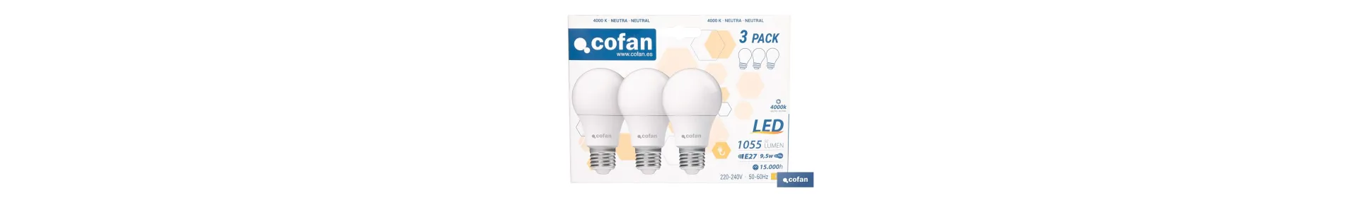 Pack de 3 bombillas LED classic E27 de luz neutra 4000K Potencia 9,5 W y 1055 lúmenes | Ahorro de energía y larga duración 15.0