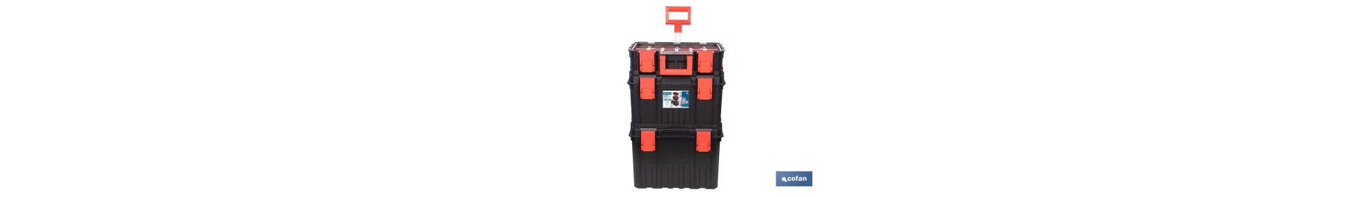 Set modular con 3 cajas de herramientas | Con ruedas, asa telescópica, módulos apilables | Medidas: 53 x 35,5 x 82,5 cm