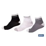 Set de 3 pares de calcetines unisex de algodón | Caña media | Negro, blanco y gris | Disponible en dos rangos de tallas