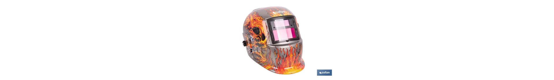 Casco de soldadura automático Fire Skull | Solar, oscurecimiento automático DIN 9-13 | Adecuado para soldadura tipo ARC, MIG, M