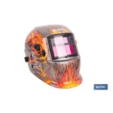 Casco de soldadura automático Fire Skull | Solar, oscurecimiento automático DIN 9-13 | Adecuado para soldadura tipo ARC, MIG, M
