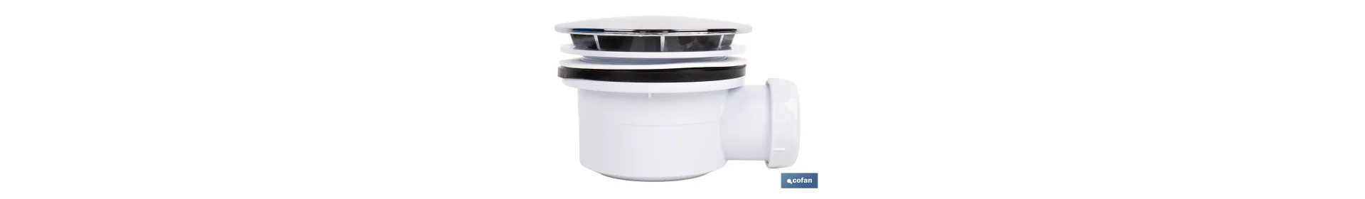 Válvula sifónica para plato de ducha | Orificio de Ø90 mm | Salida de Ø40 mm | Junta cónica reductora de Ø32 mm