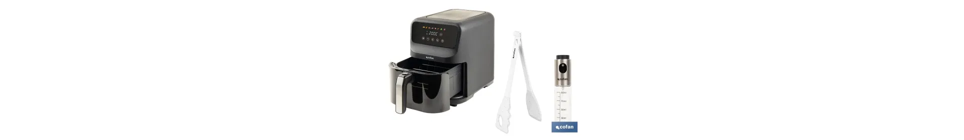 Pack de freidora de aire digital 5 litros 1500 W, pinzas de cocina 28 cm y pulverizador de aceite 90 ml